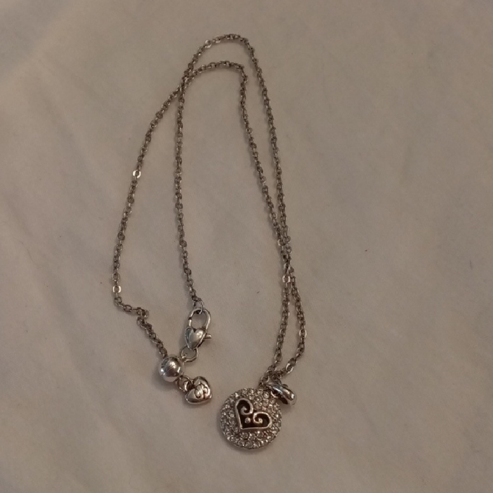 Brighton Silver Heart Pendant Necklace 18 Inch Chain Matching Earrings Avail - Picture 3 of 3